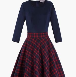 A-Line Vintage Dress-rockabilly-plaid, Pinup-Retro-50's-